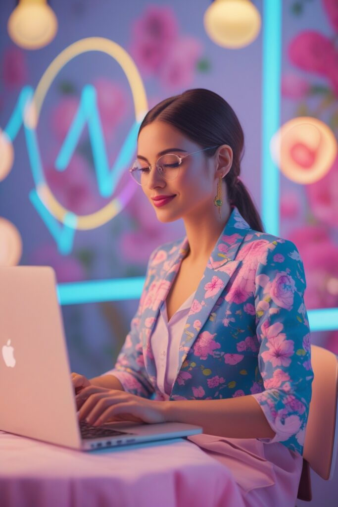 A SEO expert doing service in a colorful place